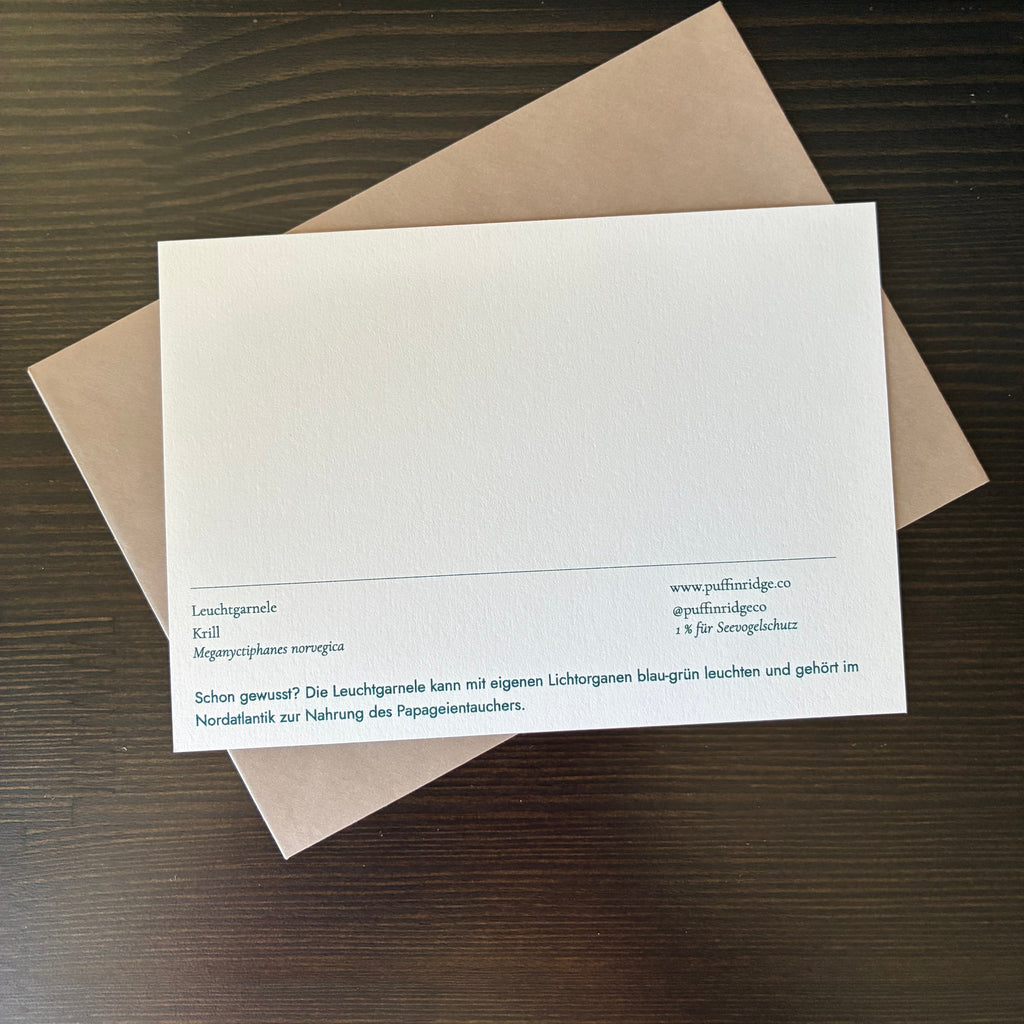 Leuchtgarnele — Risographie Postkarte