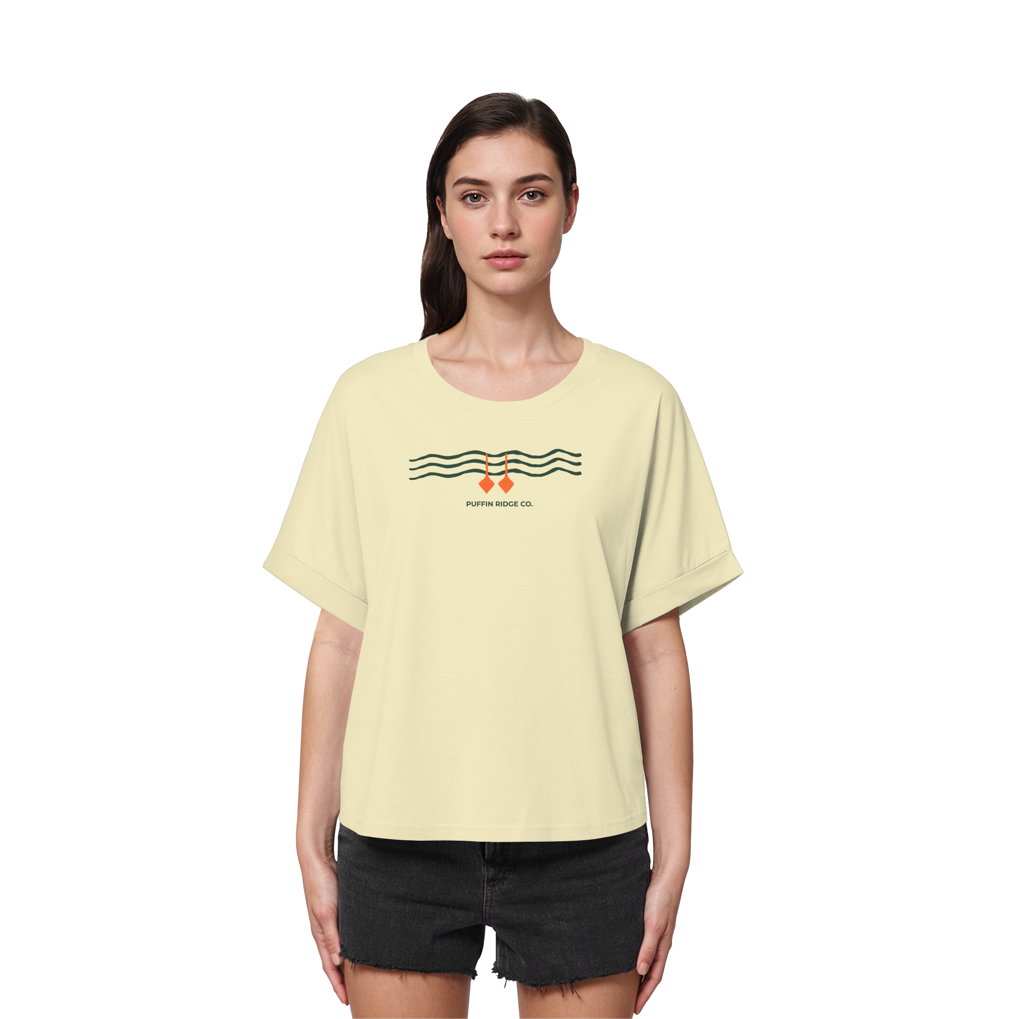 Ladies Tee — Bio-Baumwolle Rolled Sleeves