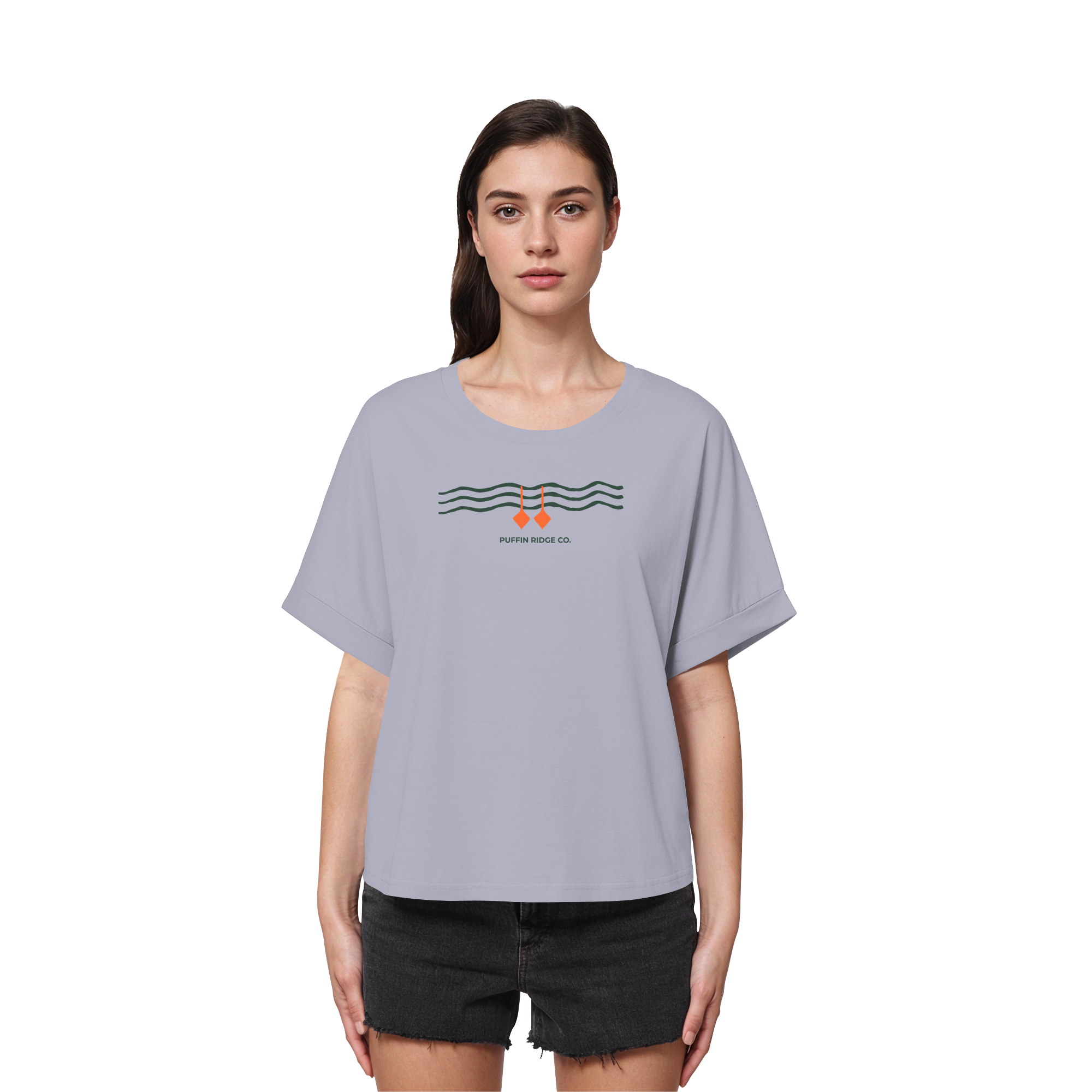 Ladies Tee — Bio-Baumwolle Rolled Sleeves