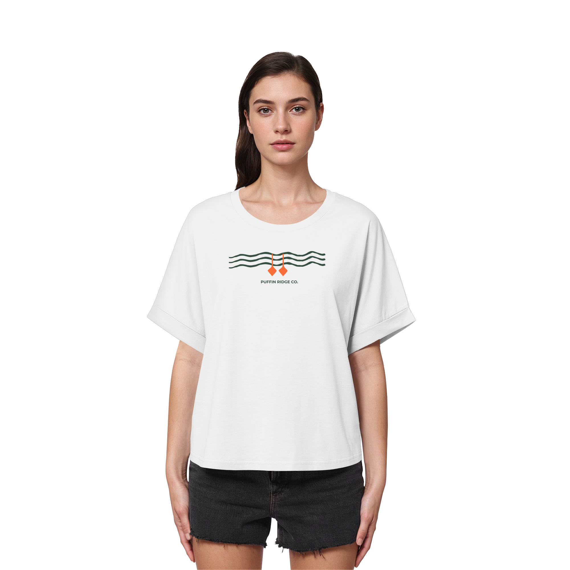 Ladies Tee — Bio-Baumwolle Rolled Sleeves