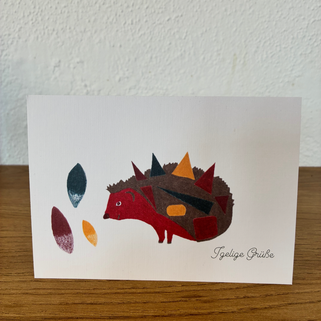 Hedgehog — Postcard on linen paper